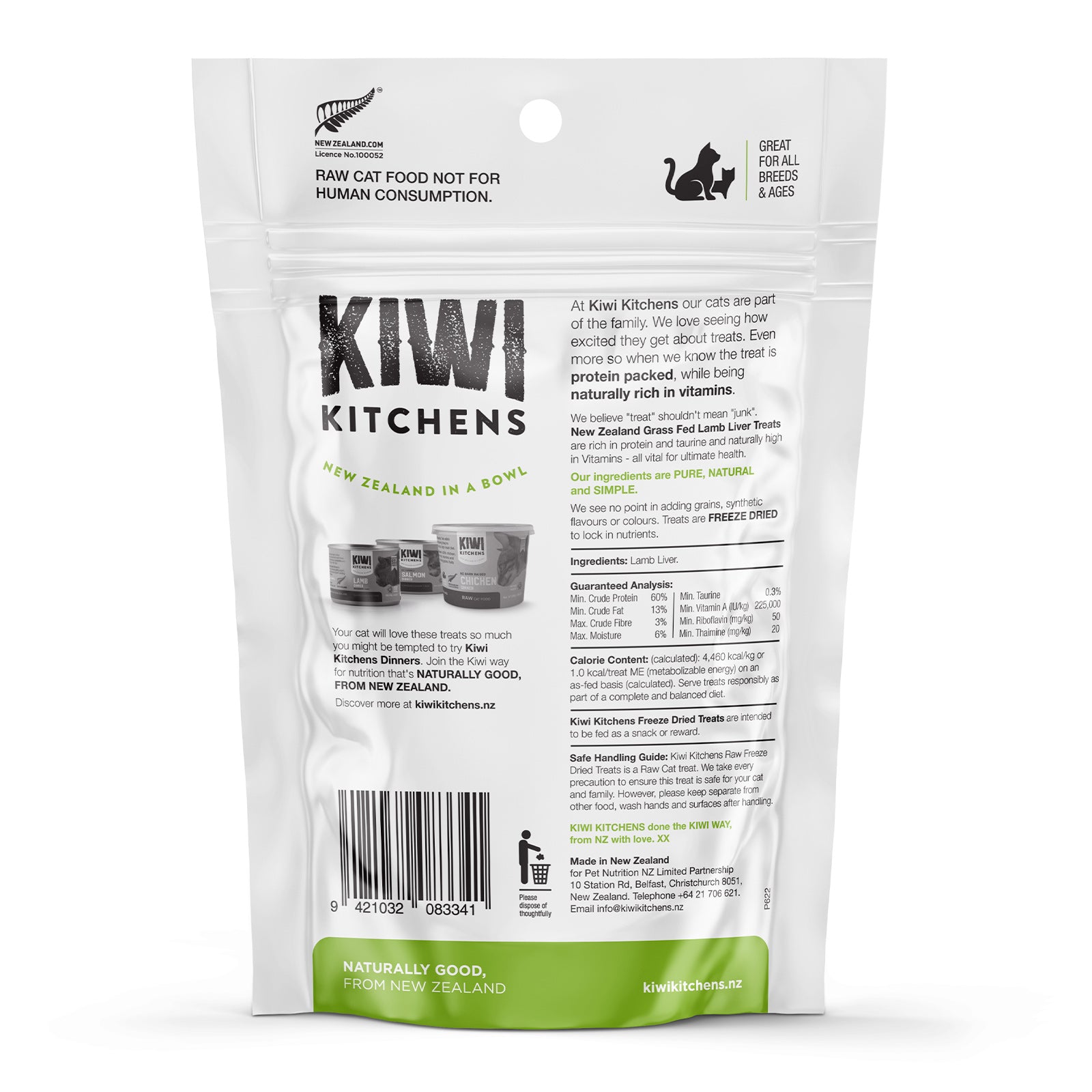 Kiwi Kitchens Raw Freeze Dried Lamb Liver Cat Treats