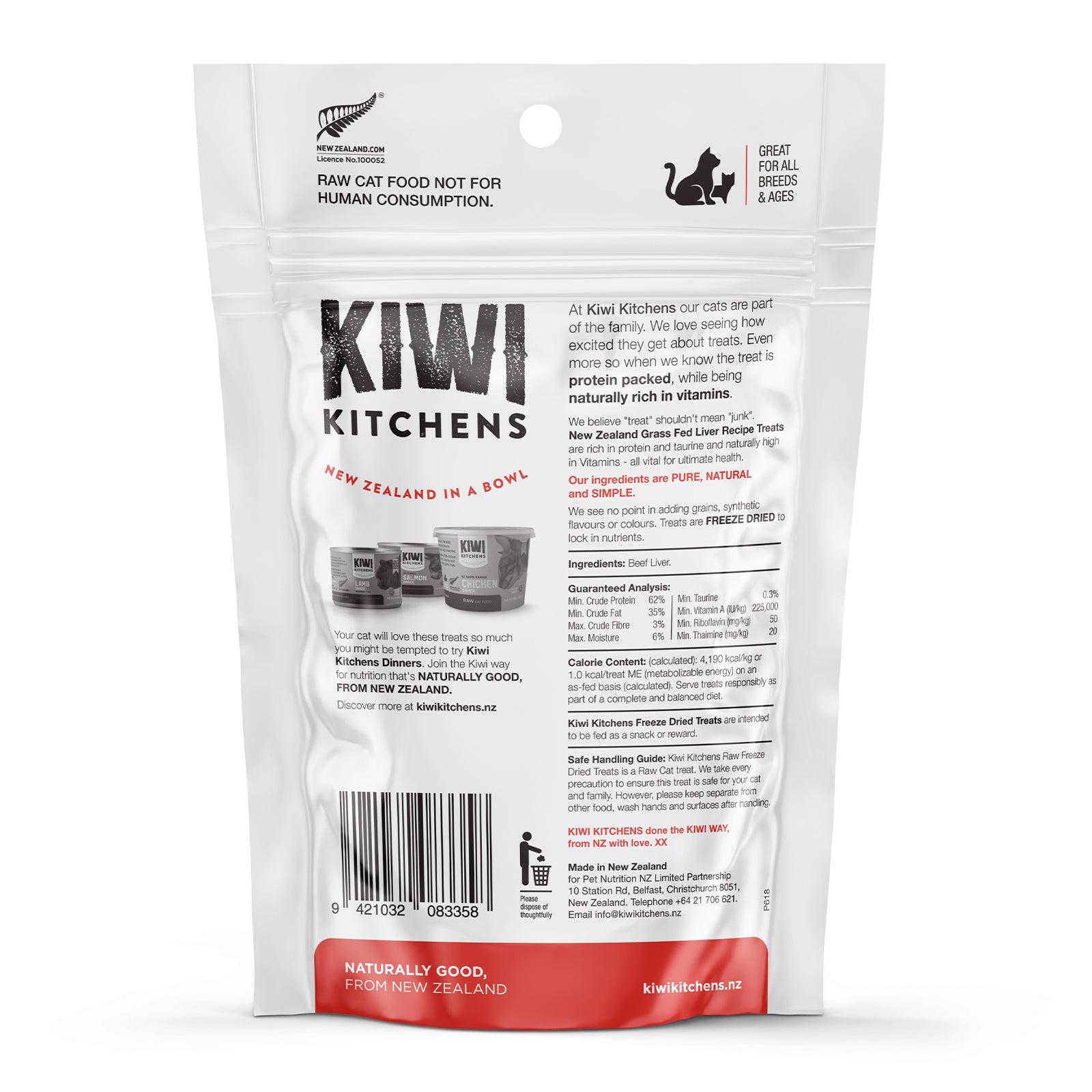 Kiwi Kitchens Raw Freeze Dried Beef Liver Cat Treats