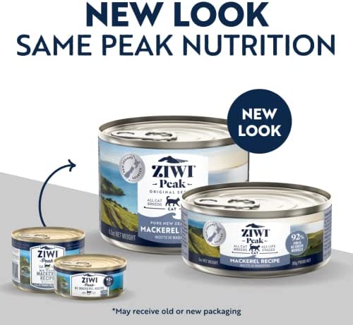 Ziwi Peak Wet Mackerel Recipe for Cats Can – Showcasing the rich blue mackerel and green mussels