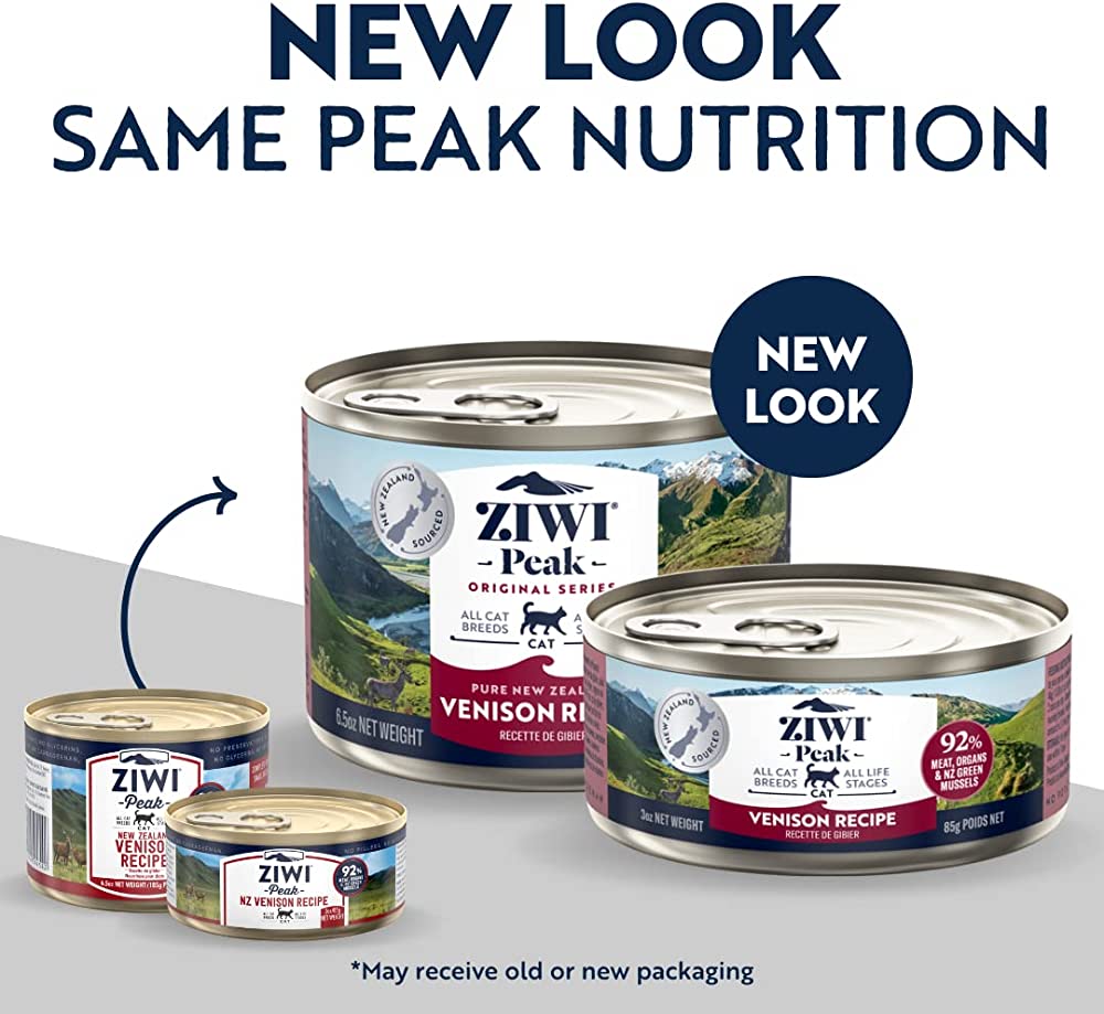 Ziwi Peak Wet Venison Recipe for Cats Can – Highlighting the venison and green mussels.