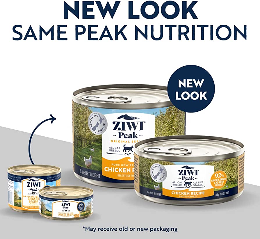 "ZIWIPEAK Wet Free-Range Chicken for Cats - 92% Chicken & New Zealand Green Mussels."