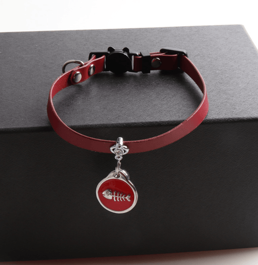 Leather Cat Collar with Pendant