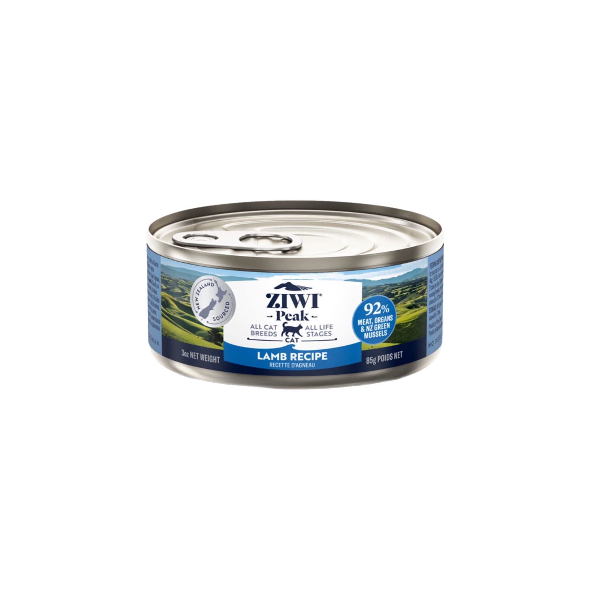 "ZIWIPEAK Wet Lamb Recipe for Cats - 92% Grass-Fed Lamb & New Zealand Green Mussels."