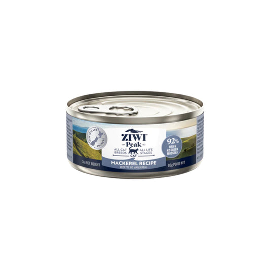 Ziwi Peak Wet Mackerel Recipe for Cats Can – Showcasing the rich blue mackerel and green mussels