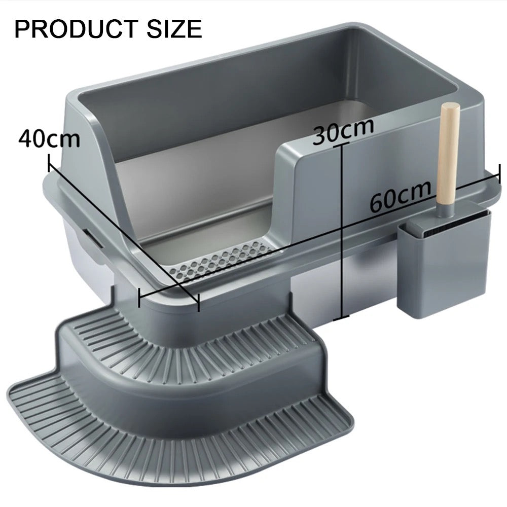 Semi Enclosed Stainless Steel XL Cat Litter Box