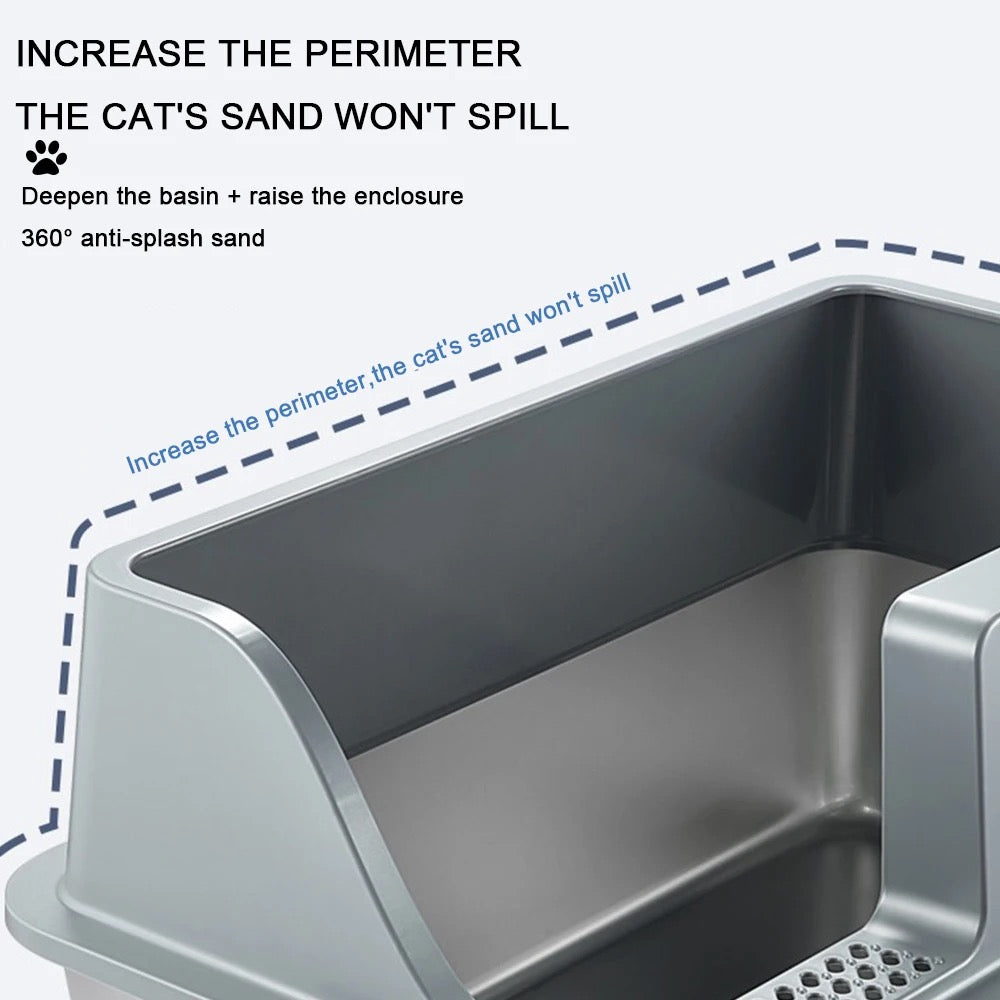 Semi Enclosed Stainless Steel XL Cat Litter Box