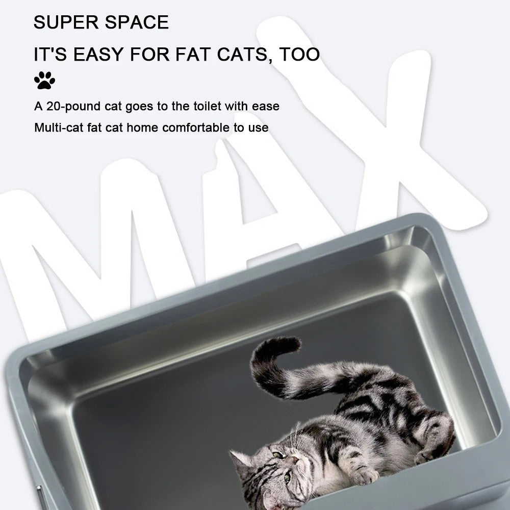 Semi Enclosed Stainless Steel XL Cat Litter Box