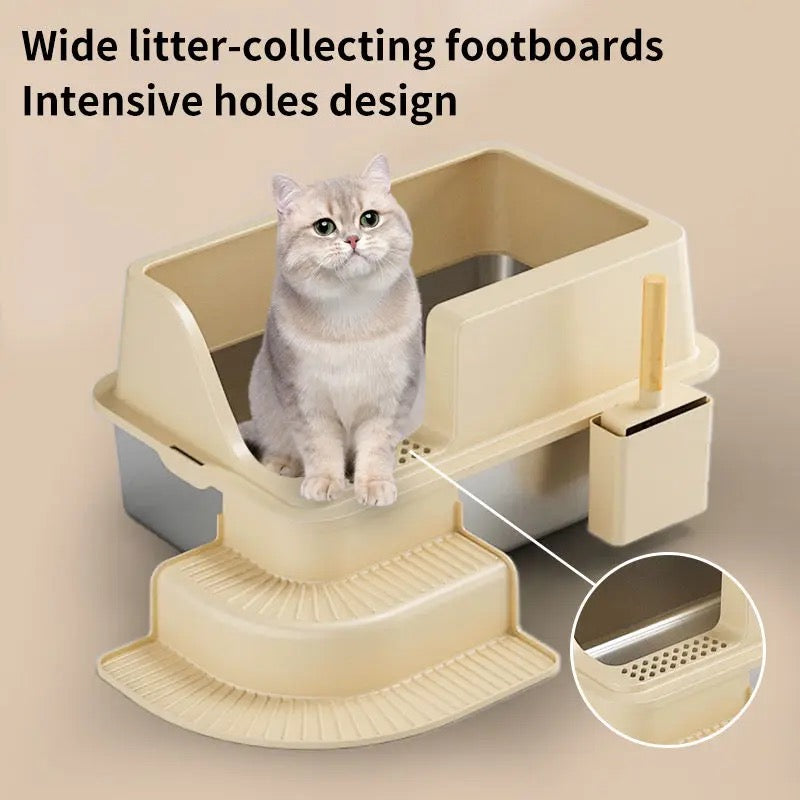 Semi Enclosed Stainless Steel XL Cat Litter Box