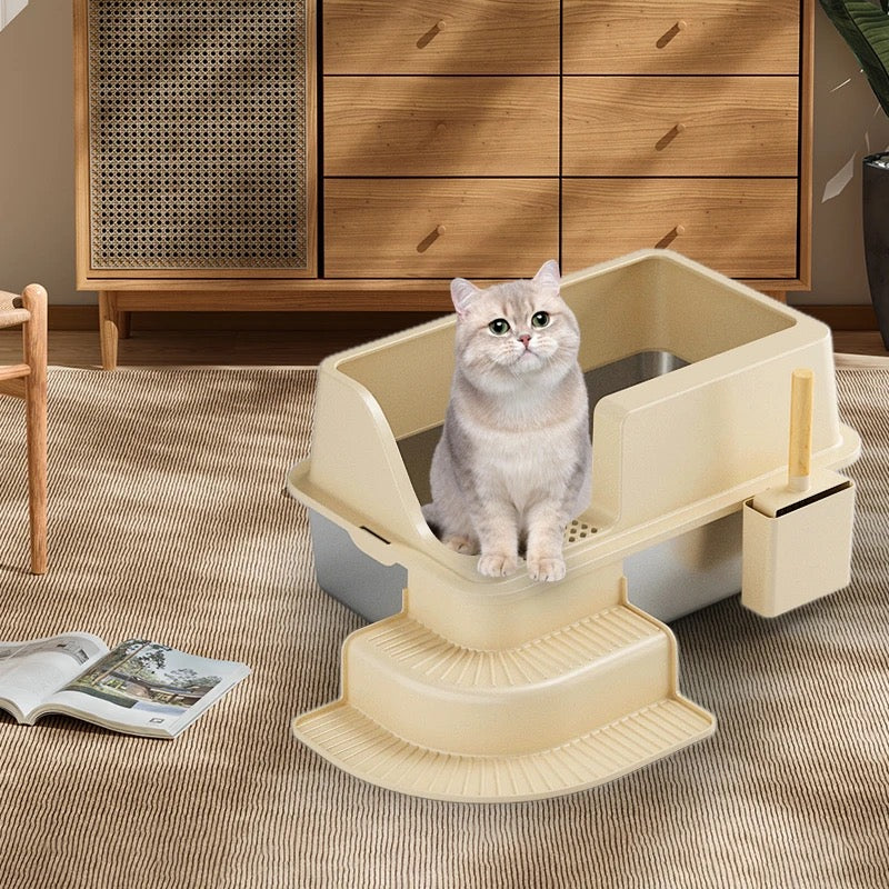 Semi Enclosed Stainless Steel XL Cat Litter Box