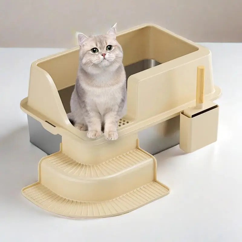 Semi Enclosed Stainless Steel XL Cat Litter Box