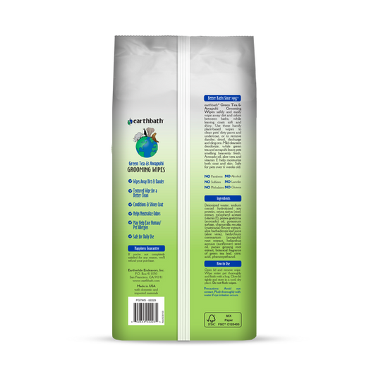 Earthbath Grooming Wipes - Green Tea & Awapuhi