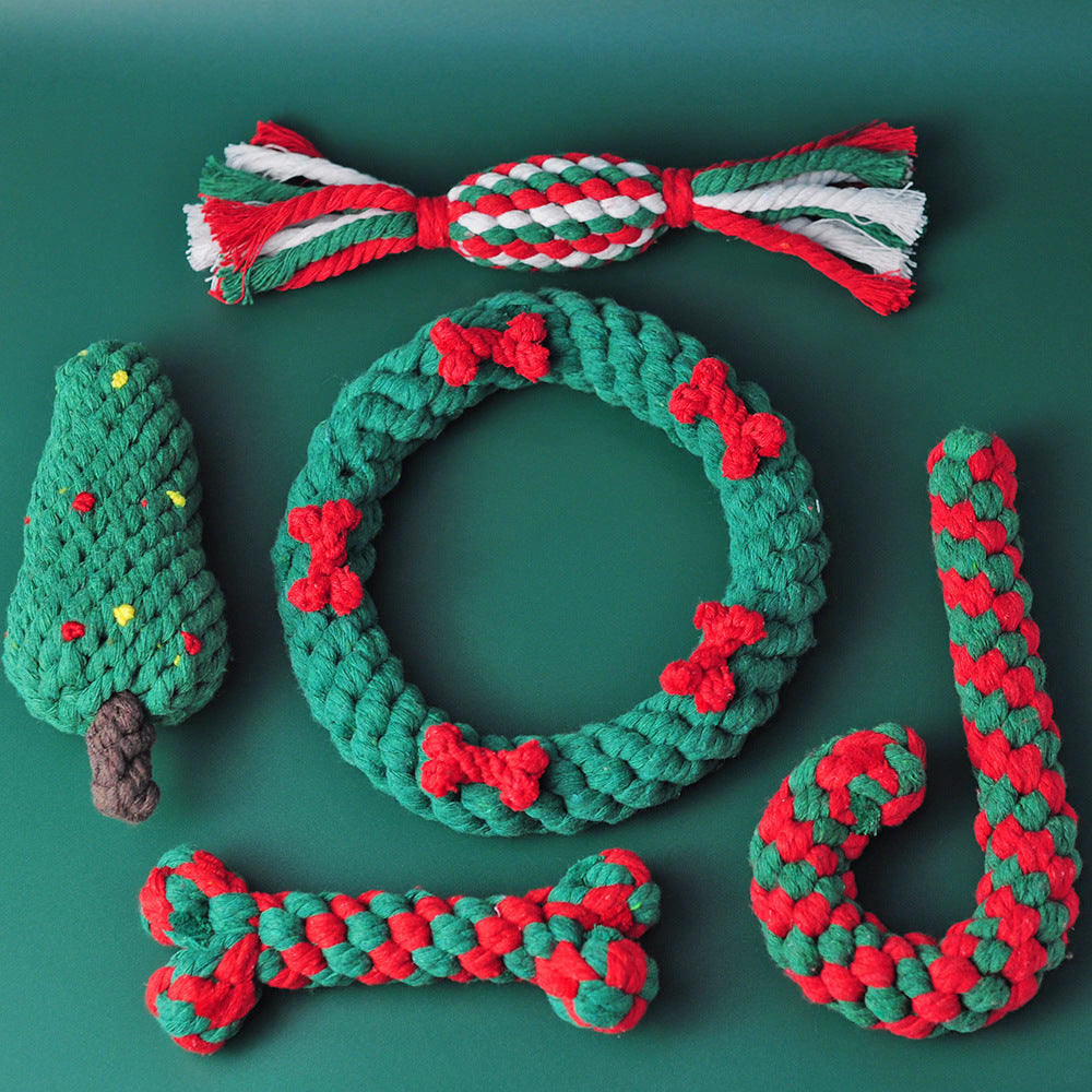 Holiday Cane Rope Braid Chew Toys for Dogs