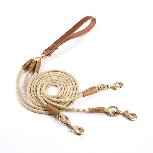 Cowhide Leather Triple Rope Leash
